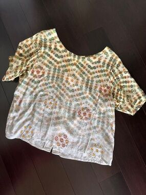 Cream Embroidered Short-Sleeve Blouse